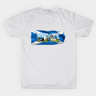 INVERARAY CASTLE - Scotland with Flag T-Shirt